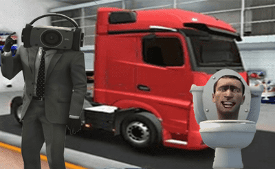 Truck Simulator Skibidi Toilet Banner
