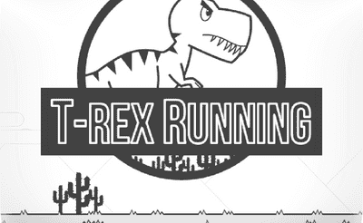 T-Rex Running Black and White Banner