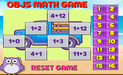 Objects Math Game Banner