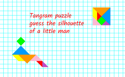 Tangram puzzle guess the silhouette of a little man Banner