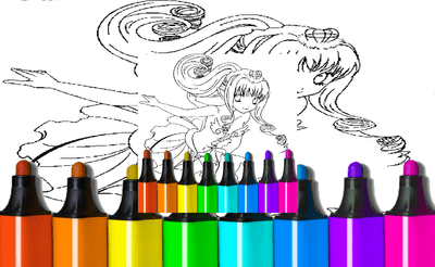 Anime Blue Mermaid Coloring Banner