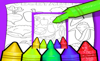 Fruits And Vegetables Coloring For Kids Printable Banner