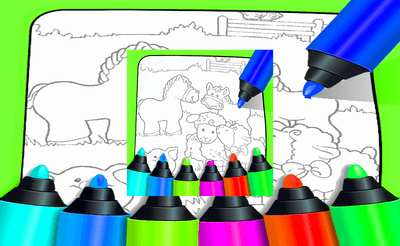 Farm Animals Coloring For Kids Banner