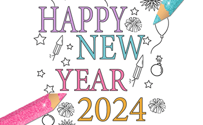 Happy New Year 2024 Coloring Game Banner