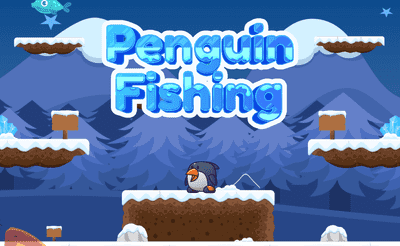 Penguin Fishing Banner