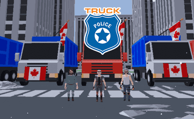 Truck and Police Banner