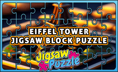Eiffel Tower Jigsaw Block Puzzle Banner