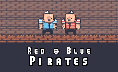 2 Player Red Blue Pirates Banner