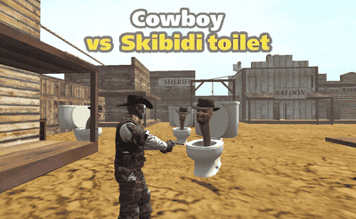 Cowboy vs Skibidi Toilets Banner