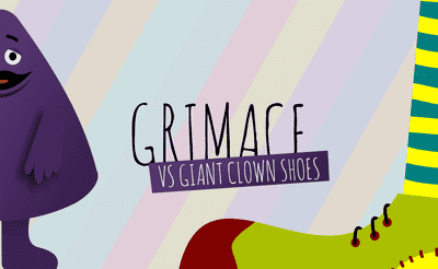 Grimace vs Giant Clown Shoes Banner