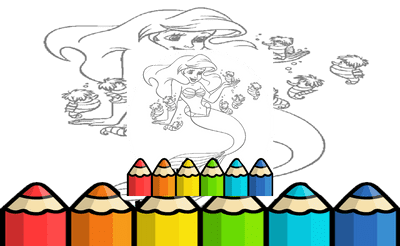Kid Mermaids Coloring Banner