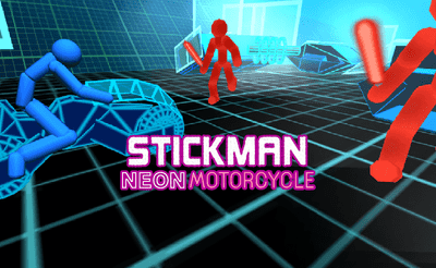 Stickman Neon Motorcycle Racing Banner